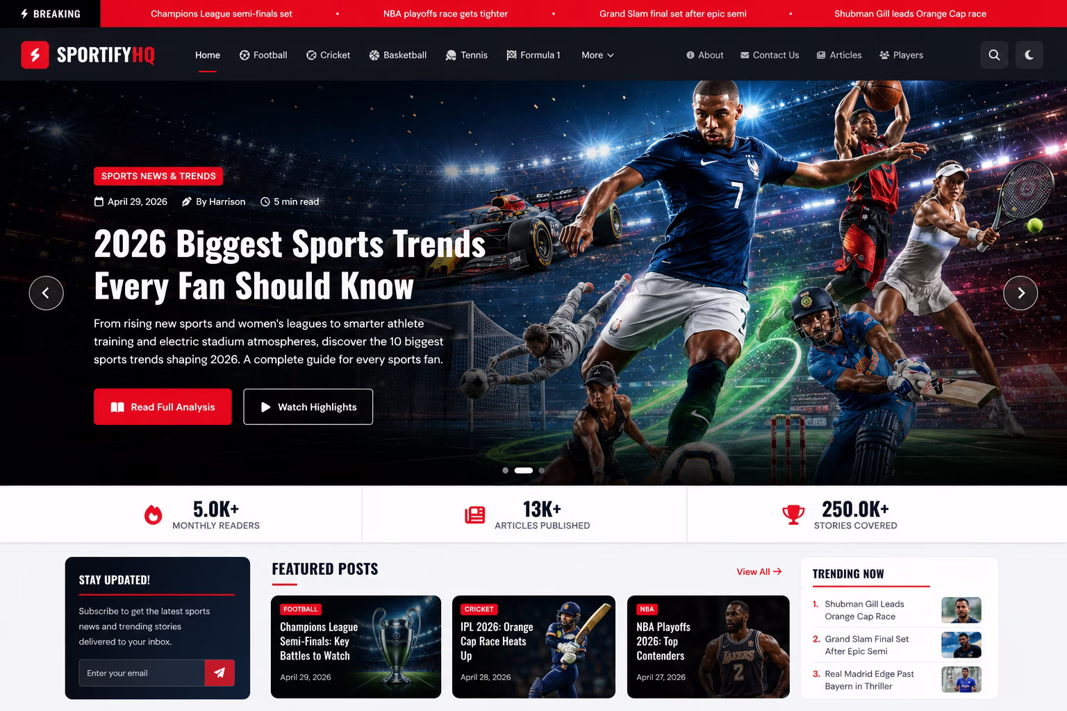 SportifyHQ: Multi-Sport News Covering 25+ Sports