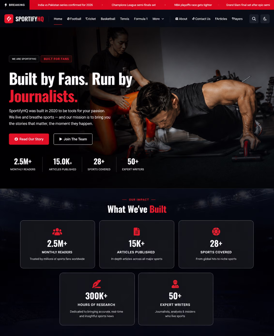 SportifyHQ: Multi-Sport News Covering 25+ Sports